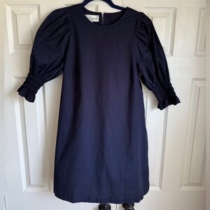 Sara Campbell Blue Sheath Dress with 3/4 Bishop Sleeves